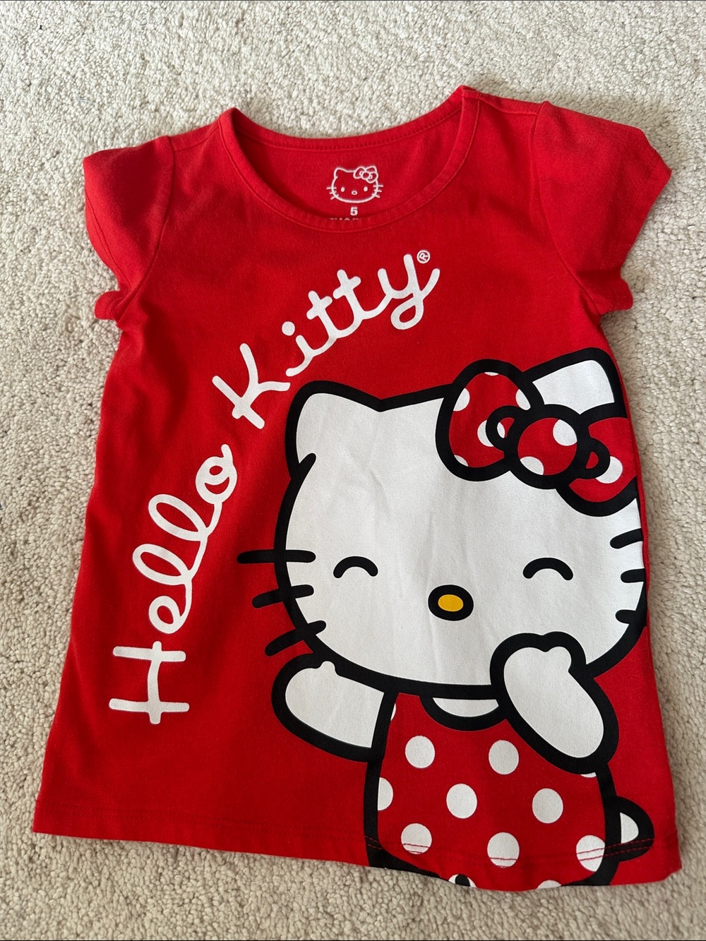 Hello Kitty Red and White Polka Dot Graphic Tee